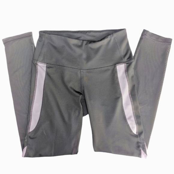 Zella Pants - Z By ZELLA Grey & Pink Mesh Panel Crop Leggings S